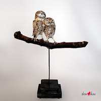 Owls on Branch Sculpture