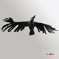 Raven in Flight Hanging Sculpture